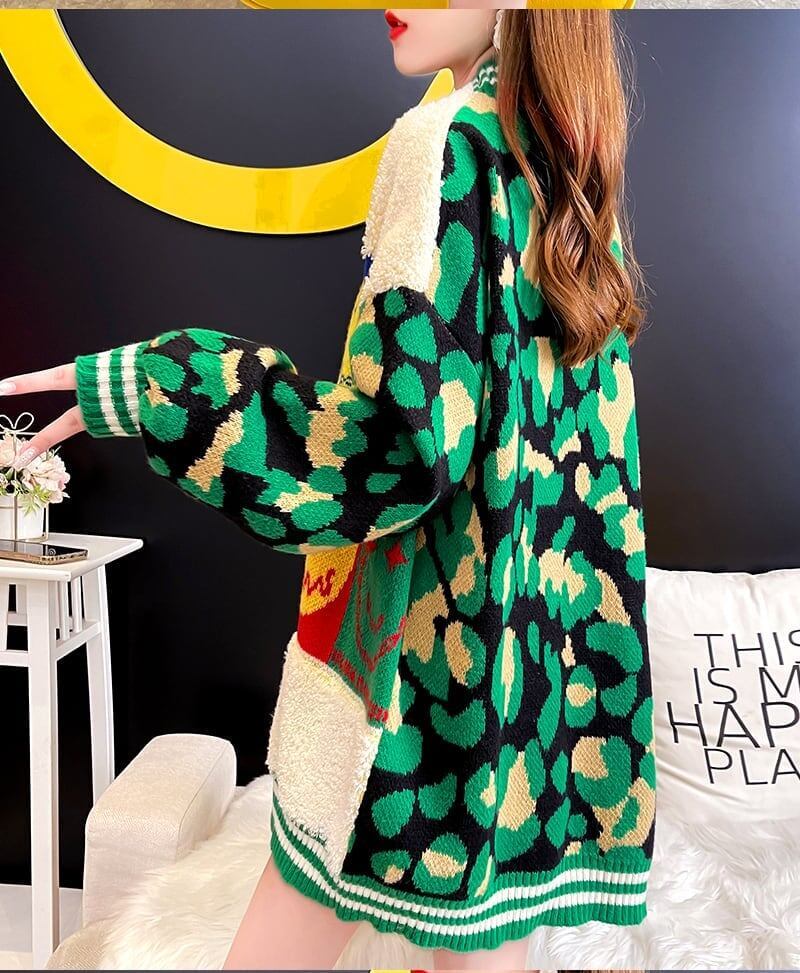 早い者勝ちスマイルマーク   ニットカーディガン五色ありE-4059