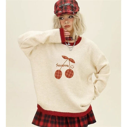 【裏起毛】存在感抜群 切り替え トレンドアイテムEweet系可愛い 2色選択 ニットトップスE-10702