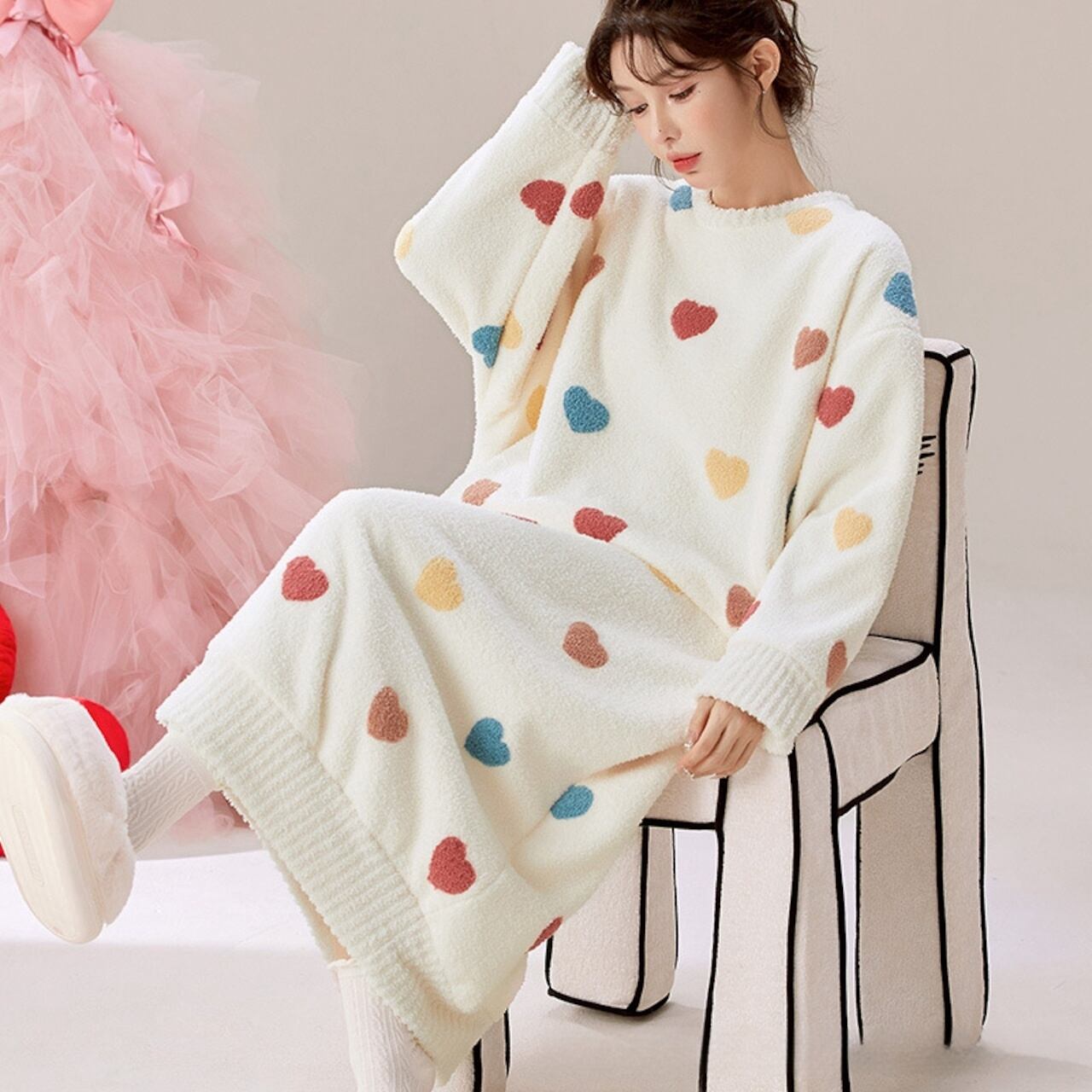 超人気 スウィート キュート 着心地良い 綿ラミネート ホームウェア パジャマE-10008