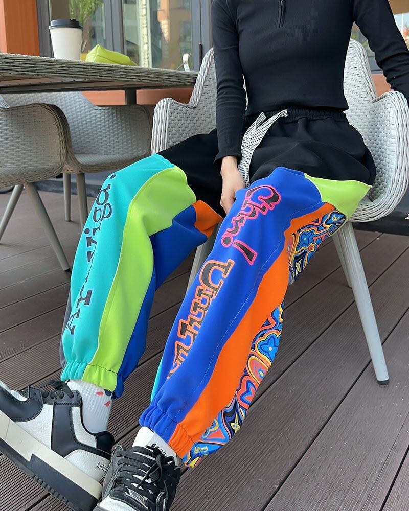 主役級切り替えカラフルパンツ全二色