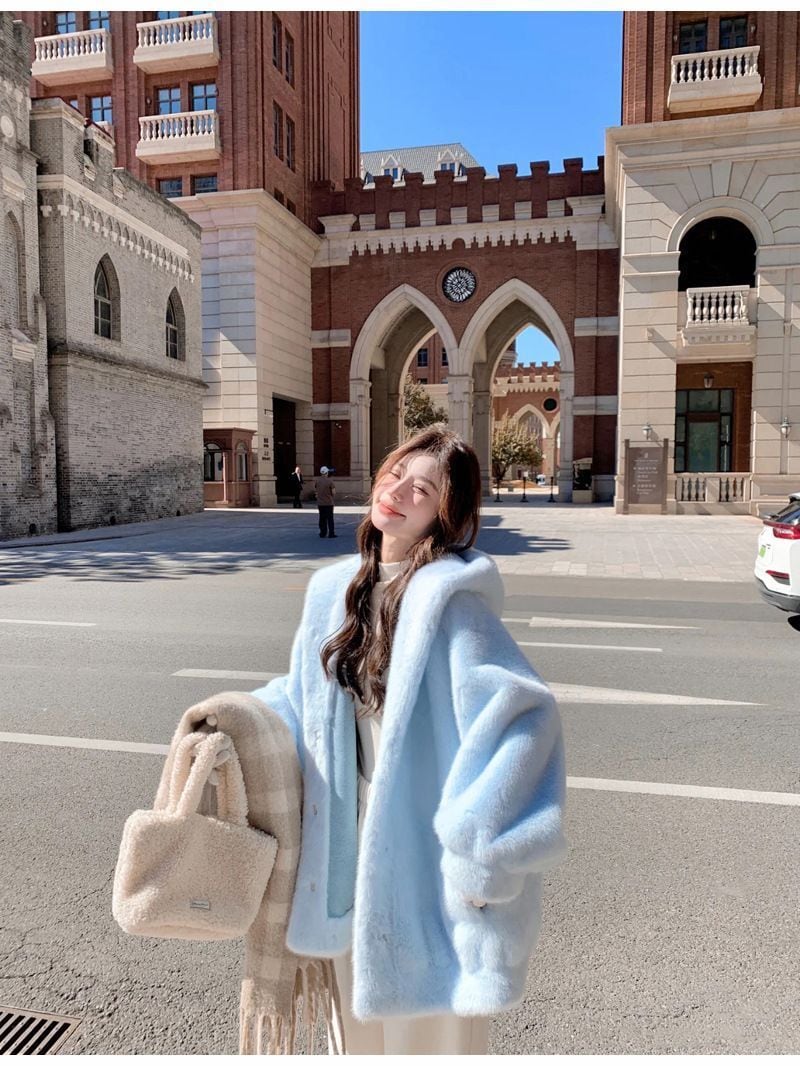 絶対欲しい 美人度アップもこもこボア厚手 5色 フェイクファーコートE-12383