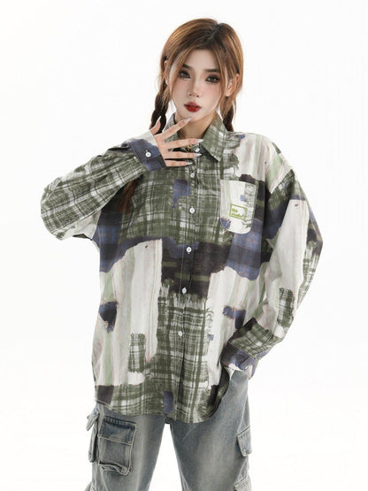 スタイルアップ カジュアル 個性的なデザイン チェック柄 全3色 カップル シャツ E-9165