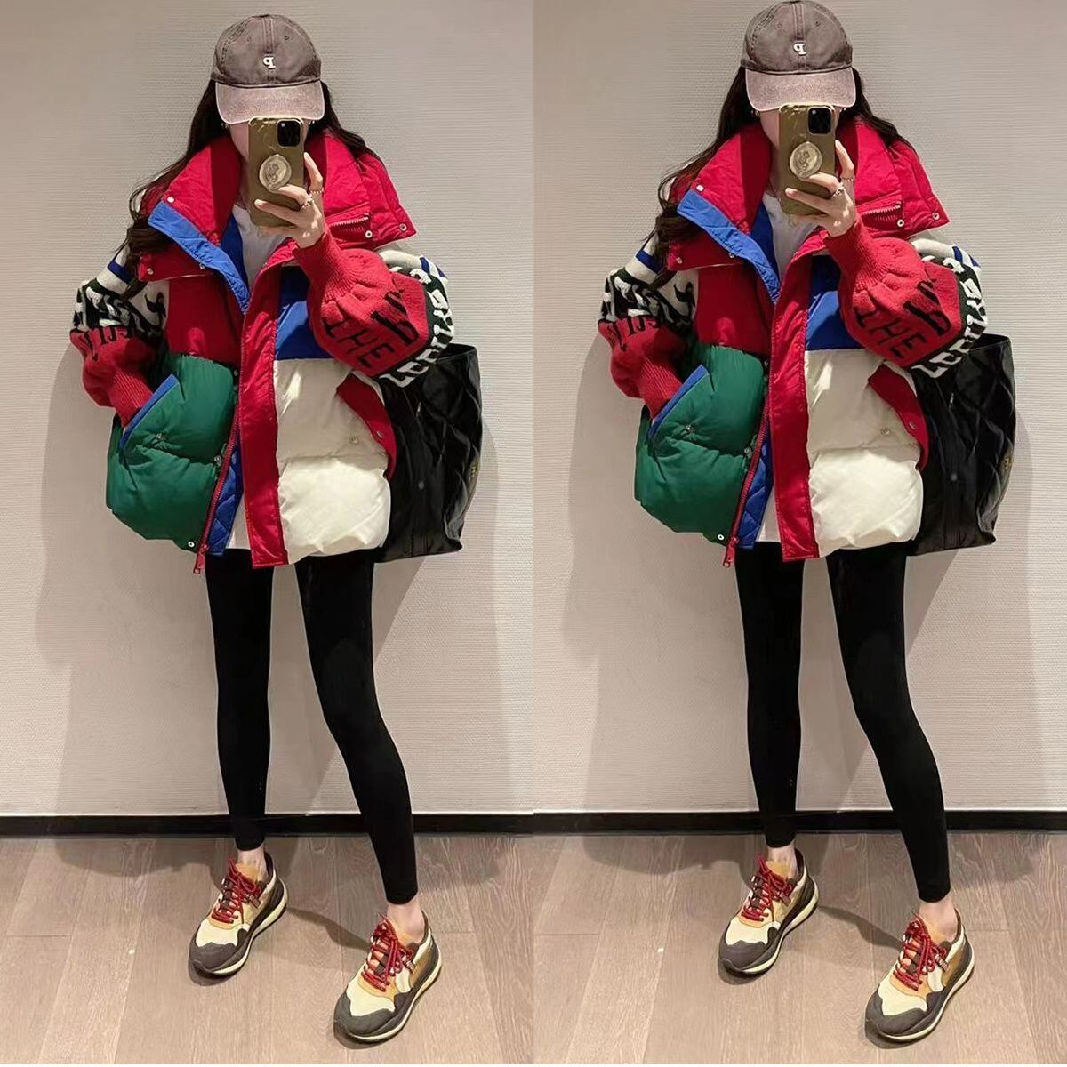 気質アップ 切り替え ファッション感満々 2色選択 ダウンジャケットE-10588