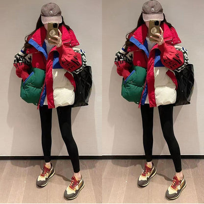 気質アップ 切り替え ファッション感満々 2色選択 ダウンジャケットE-10588