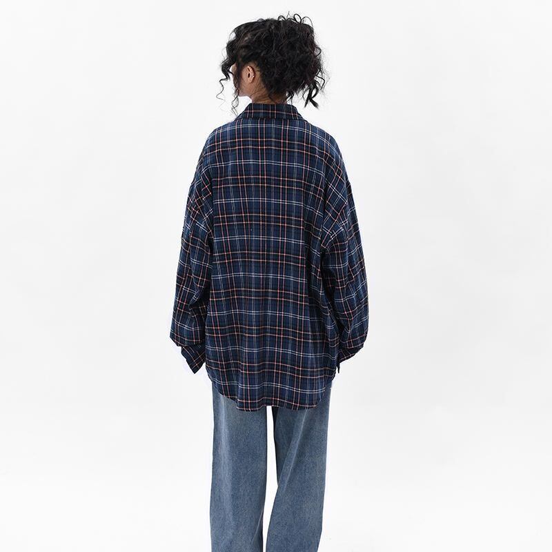 新商品 アバンギャルド 大活躍 カジュアル 刺繍 チェック柄 全2色 男女兼用 シャツ E-9167