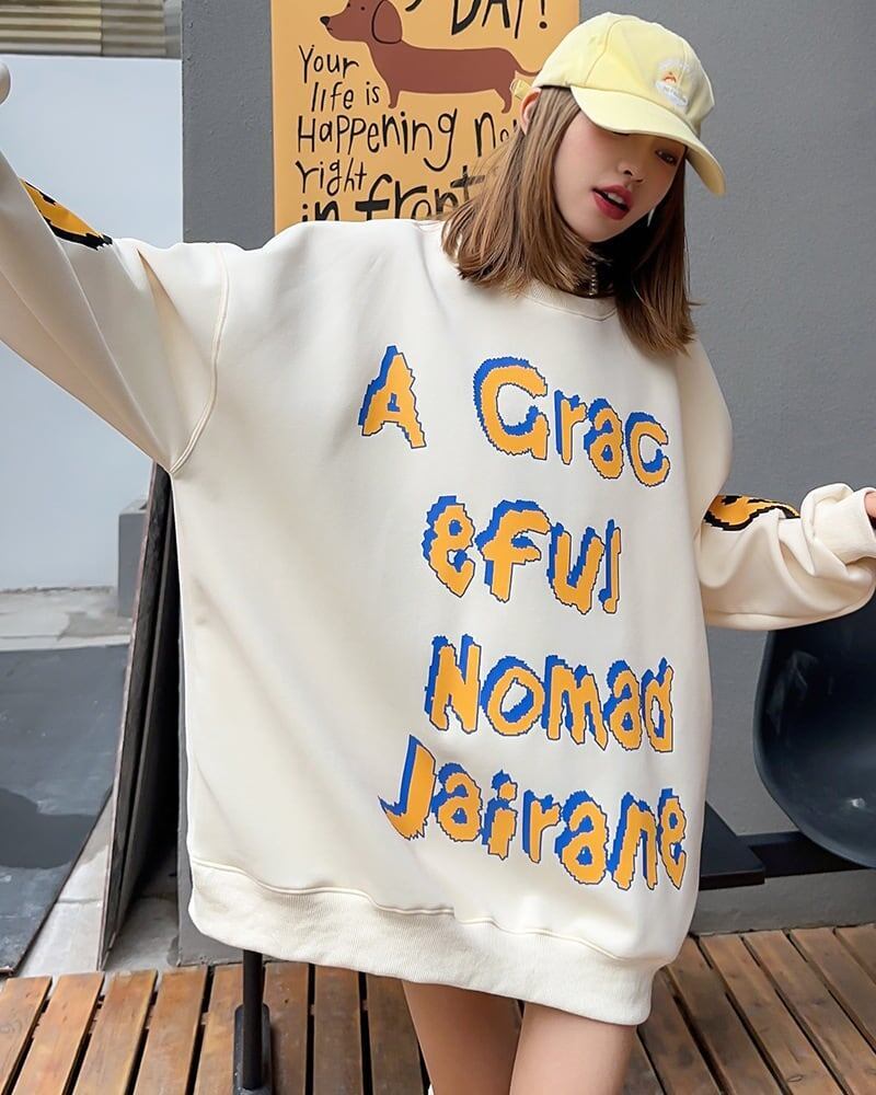 超人気 個性派 ファッション 海外トレンド 裏起毛 スウェットE-6279