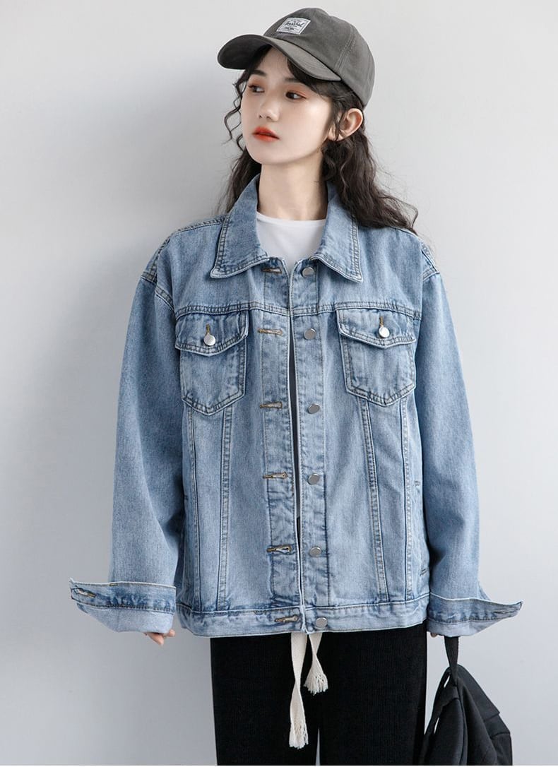 絶対流行 着心地良い デザイン性抜群 デニムジャケットゆったりコートE-9299