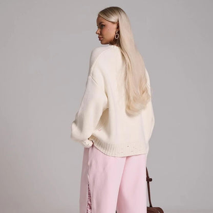 優れた品質 ファッション 知的な雰囲気と女性らしい華やかさもあり 2色選択 ニットトップスE-10694