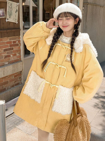 話題沸騰中 スウィート 主役級の存在感！大人可愛い 切り替え ミドル丈のコットンコート E-9846