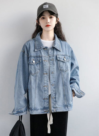 絶対流行 着心地良い デザイン性抜群 デニムジャケットゆったりコートE-9299