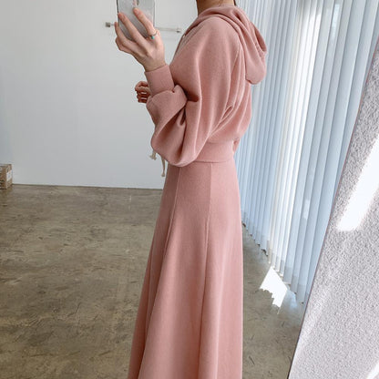 超人気 定番シンプル カジュアル 長袖パーカー＋スカート セットアップ E-10002