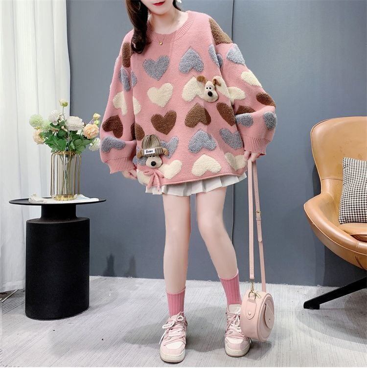 着回し力抜群 スタイルアップ 大人可愛い カジュアル 2色選択ニットトップスE-10582