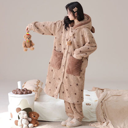 絶対欲しい コーラルベルベットパジャマ女性冬プラスベルベットと厚みのある 肌触り抜群 パジャマE-9826