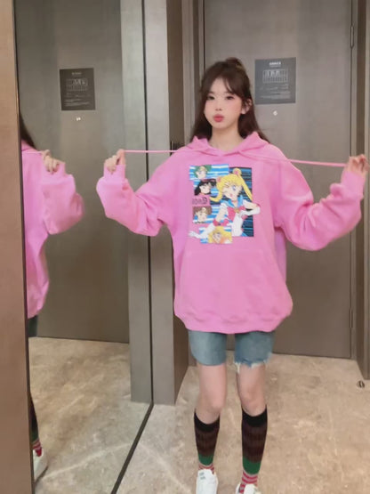 絶対流行  流行新作 目を奪われる  大人可愛い カジュアル  プリントパーカー -A1515