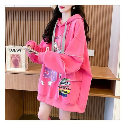 質感のいい ビッグロゴ オーバーサイズ フード付きパーカー全2色ins-4848