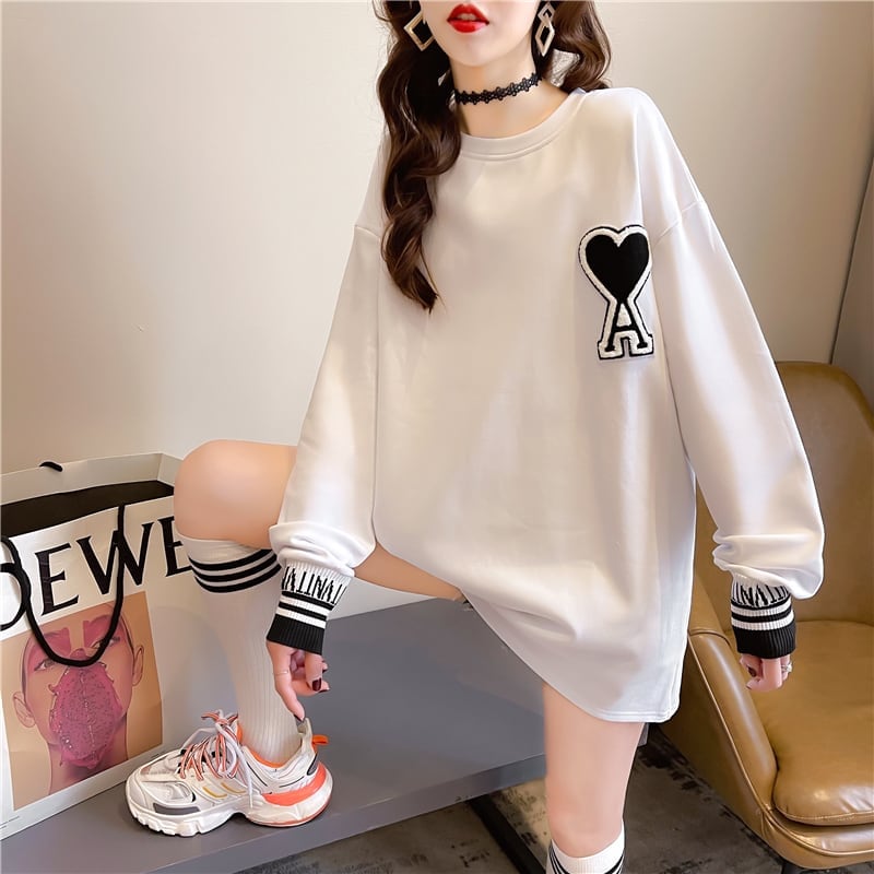 シンプル ファッション 切り替え プリント Tシャツ カットソーins-3664