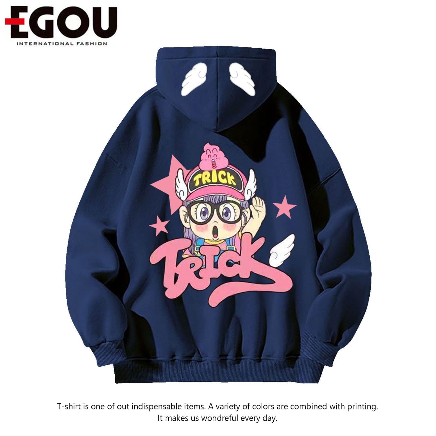 好感度UP ファッション プリントロゴ　パーカーins-4249