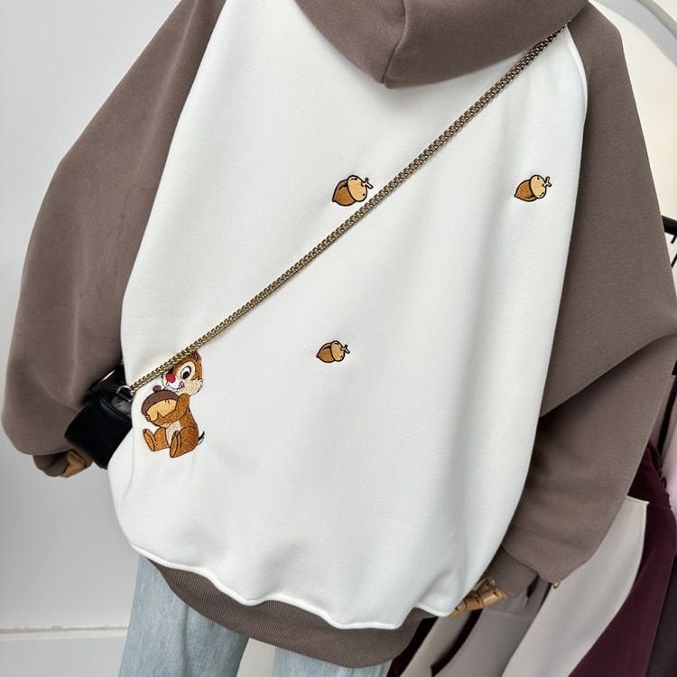 【裏起毛】韓国系 刺繡ロゴ厚手ゆったりフード付きパーカ全3色 ins-4740