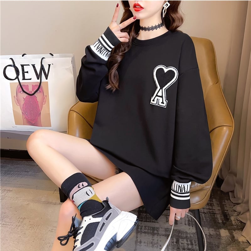 シンプル ファッション 切り替え プリント Tシャツ カットソーins-3664