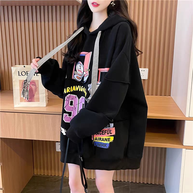 質感のいい ビッグロゴ オーバーサイズ フード付きパーカー全2色ins-4848