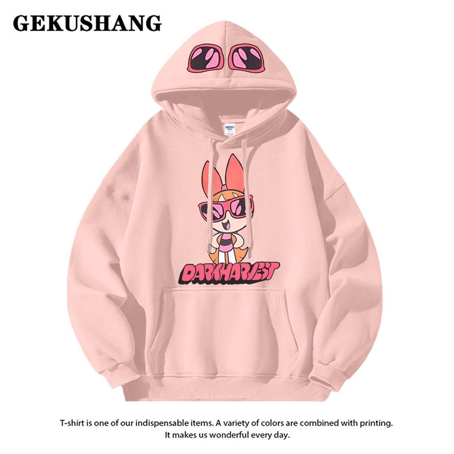 絶対流行ロゴプリント裏起毛 厚手全6色フード付きパーカins-4582