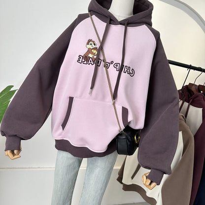 【裏起毛】韓国系 刺繡ロゴ厚手ゆったりフード付きパーカ全3色 ins-4740