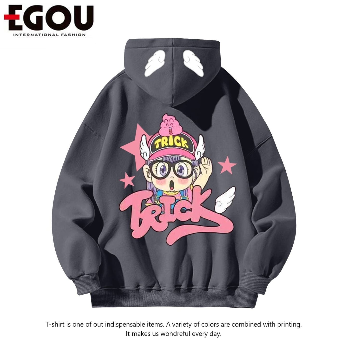 好感度UP ファッション プリントロゴ　パーカーins-4249