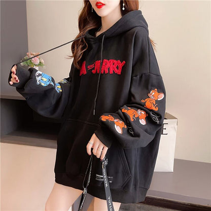 【人気急上昇中！】（裏起毛あり） 美人度アップ 刺繍ロゴフード付きパーカー  全2色ins-4363