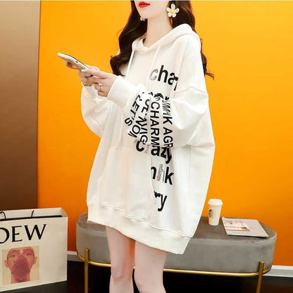 話題沸騰中 アルファベット ゆったり フード付き 長袖 トップス パーカー　ins-2109