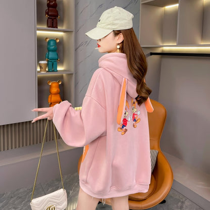 おしゃれ度アップ ゆったりフード付きパーカ全2色 厚手トップスins-4744