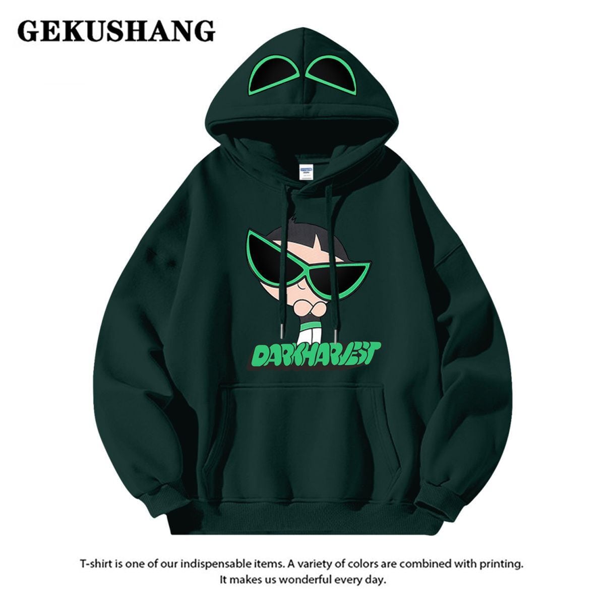 絶対流行ロゴプリント裏起毛 厚手全6色フード付きパーカins-4582