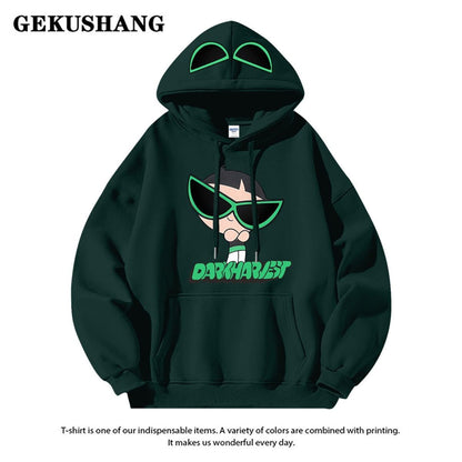 絶対流行ロゴプリント裏起毛 厚手全6色フード付きパーカins-4582