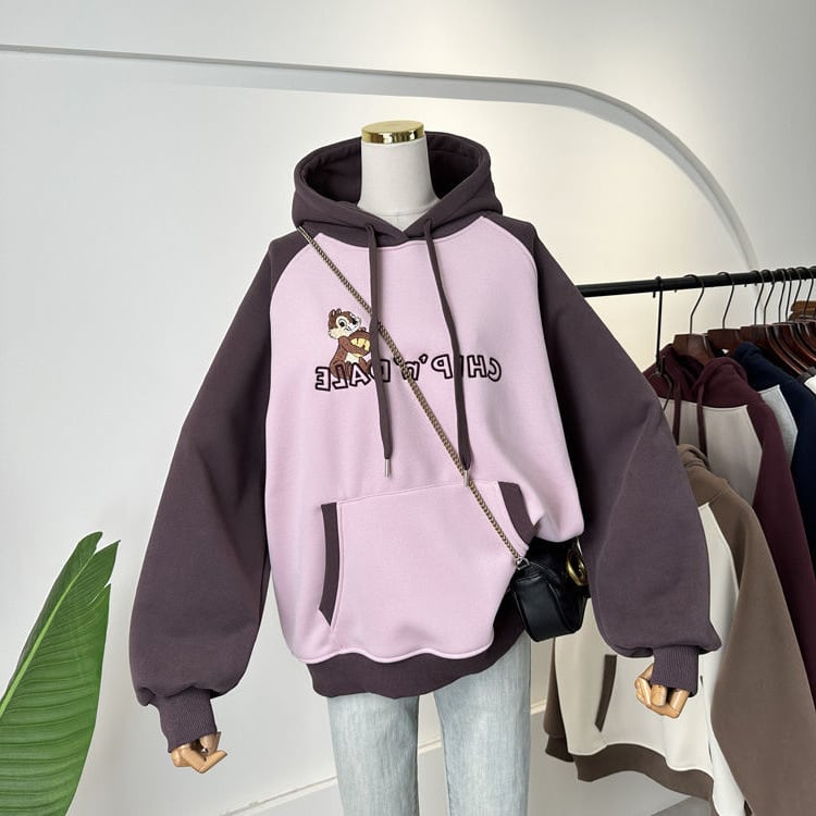 【裏起毛】韓国系 刺繡ロゴ厚手ゆったりフード付きパーカ全3色 ins-4740