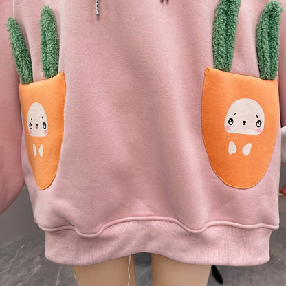 おしゃれ度アップ ゆったりフード付きパーカ全2色 厚手トップスins-4744