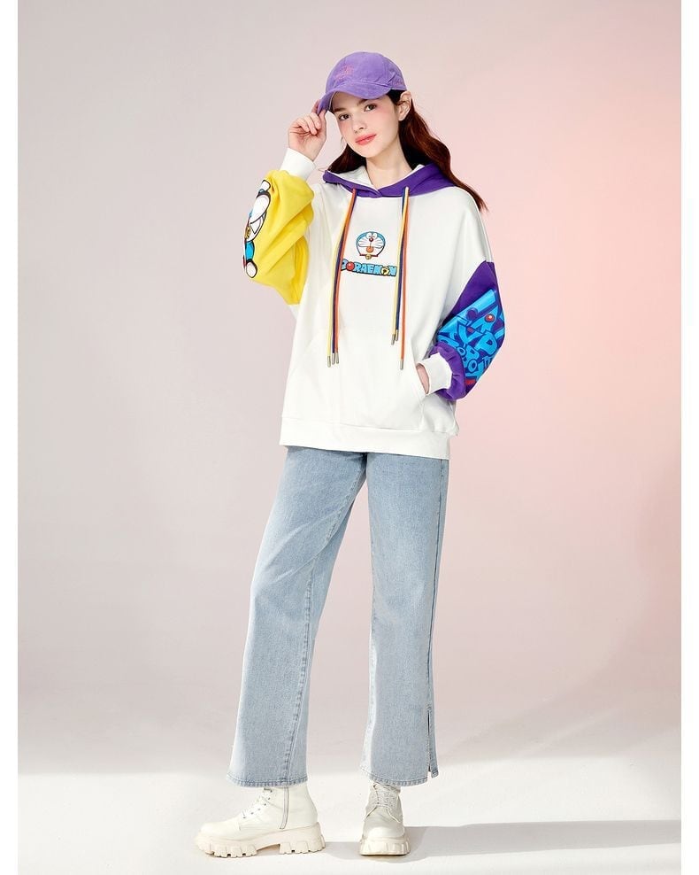 ストレート系 カラーマッチング プリントロゴ フード付き パーカーins-5195