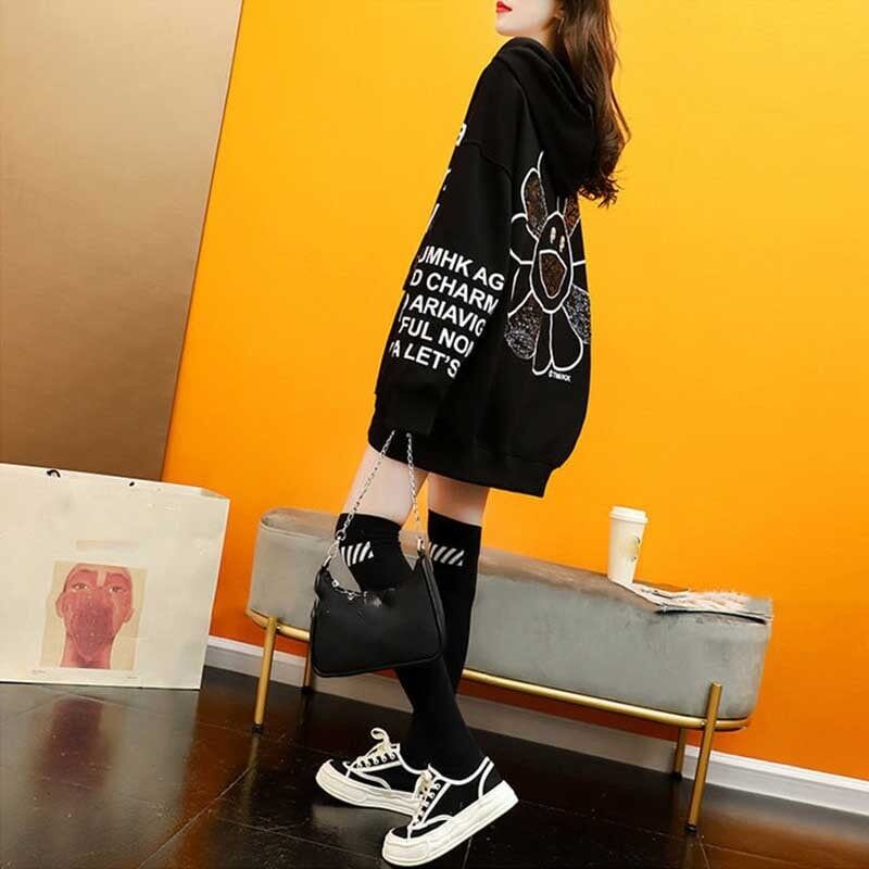 話題沸騰中 アルファベット ゆったり フード付き 長袖 トップス パーカー　ins-2109