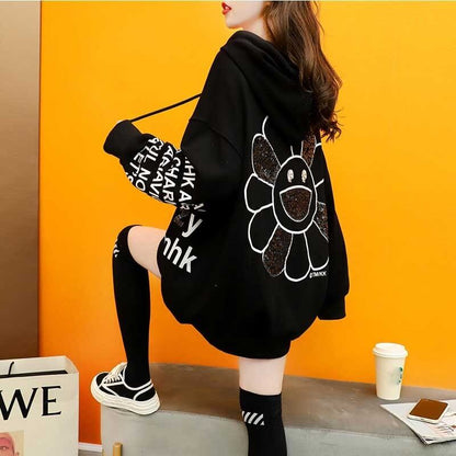 話題沸騰中 アルファベット ゆったり フード付き 長袖 トップス パーカー　ins-2109