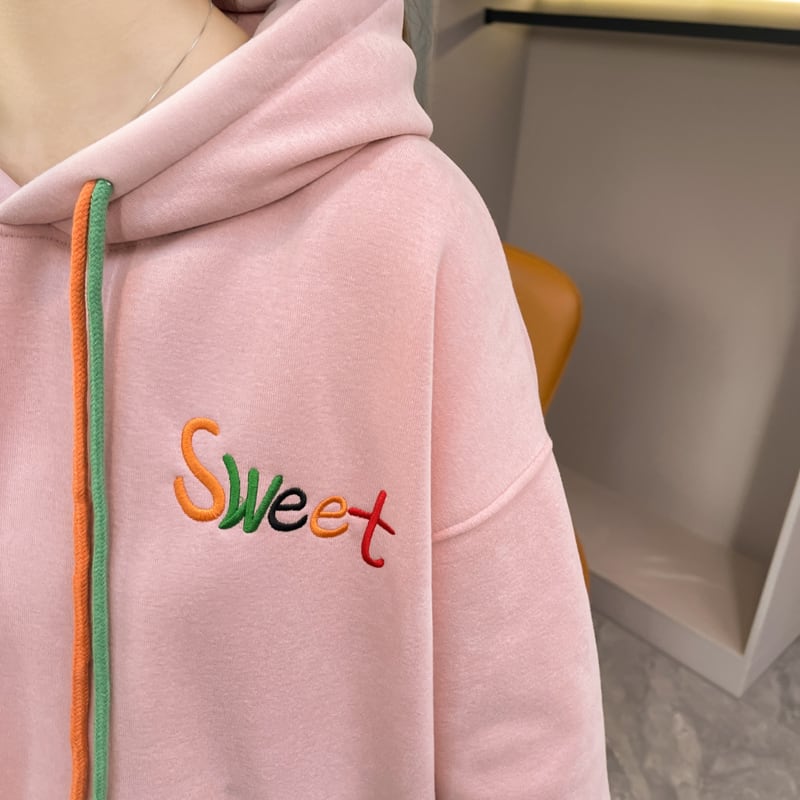 おしゃれ度アップ ゆったりフード付きパーカ全2色 厚手トップスins-4744