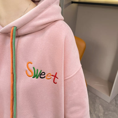 おしゃれ度アップ ゆったりフード付きパーカ全2色 厚手トップスins-4744