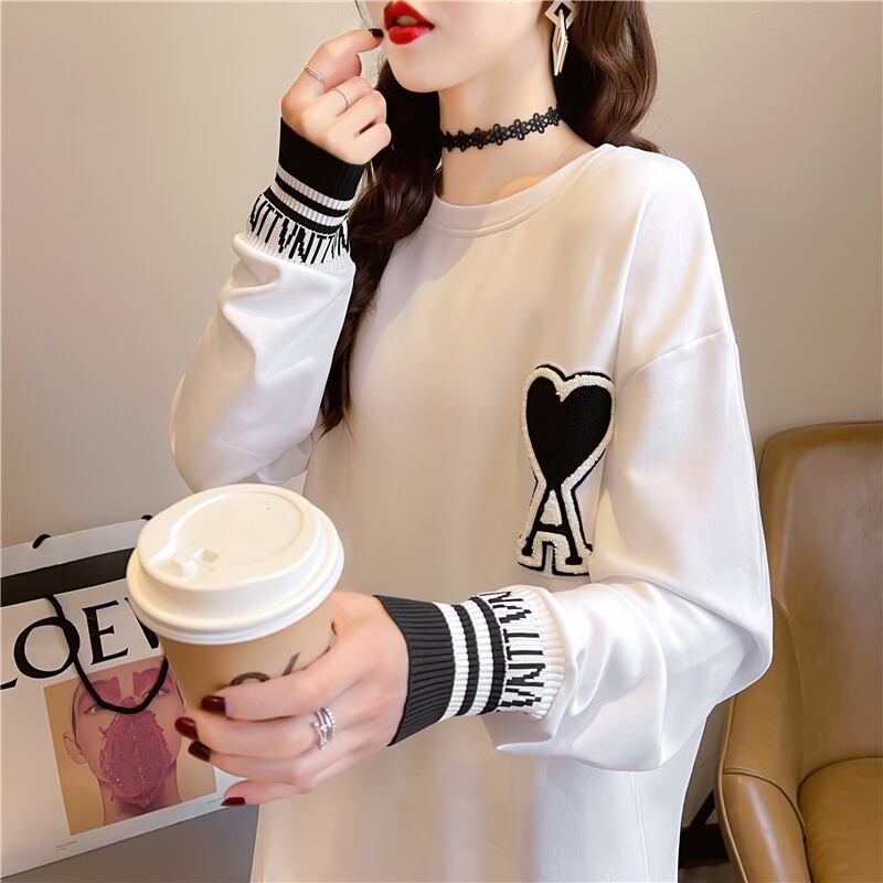 シンプル ファッション 切り替え プリント Tシャツ カットソーins-3664