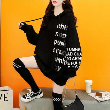 話題沸騰中 アルファベット ゆったり フード付き 長袖 トップス パーカー　ins-2109