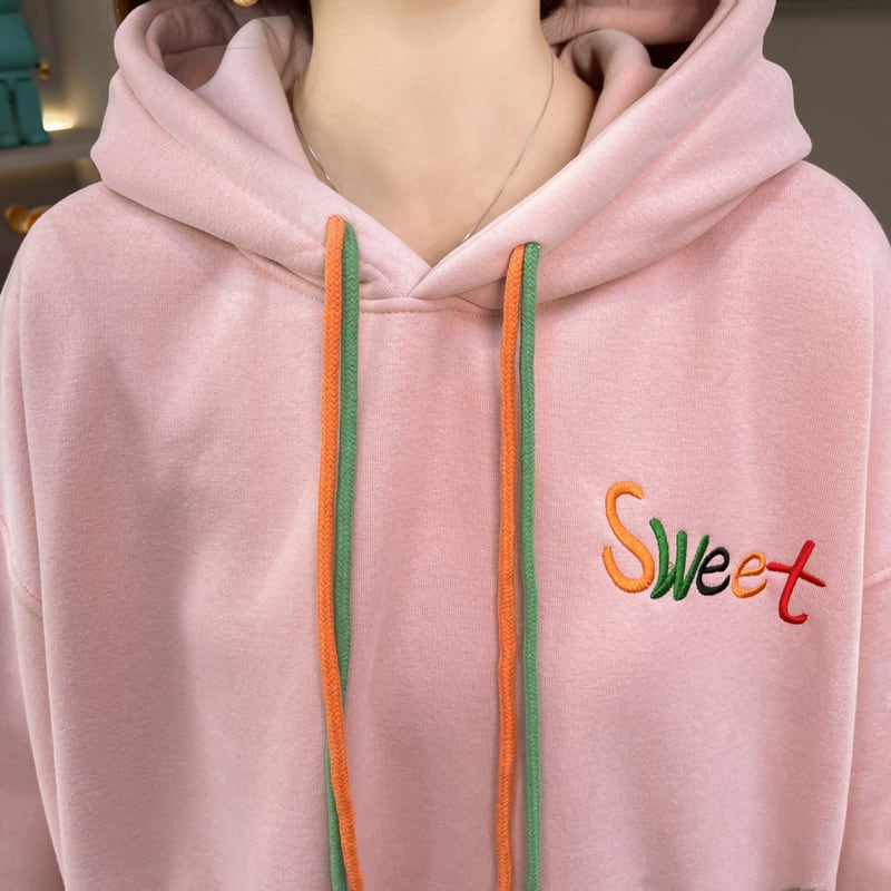 おしゃれ度アップ ゆったりフード付きパーカ全2色 厚手トップスins-4744