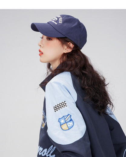 着瘦せ 英字ロゴ 配色ジャケット 男女兼用 コート ins-4795