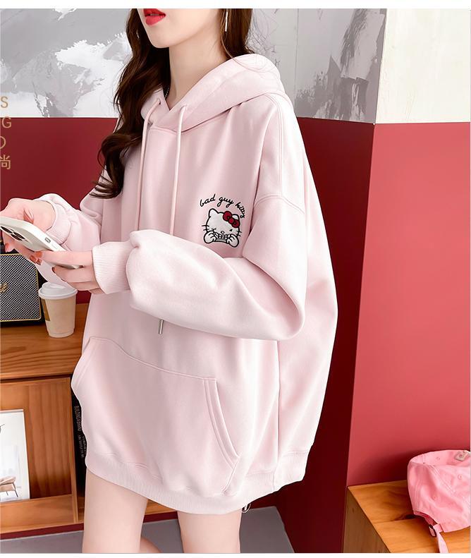 早い者勝ち後ろビッグロゴゆったりフード付きパーカ全2色トップスins-4780