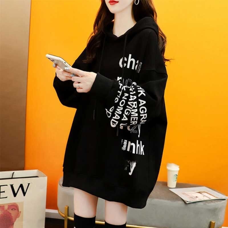 話題沸騰中 アルファベット ゆったり フード付き 長袖 トップス パーカー　ins-2109