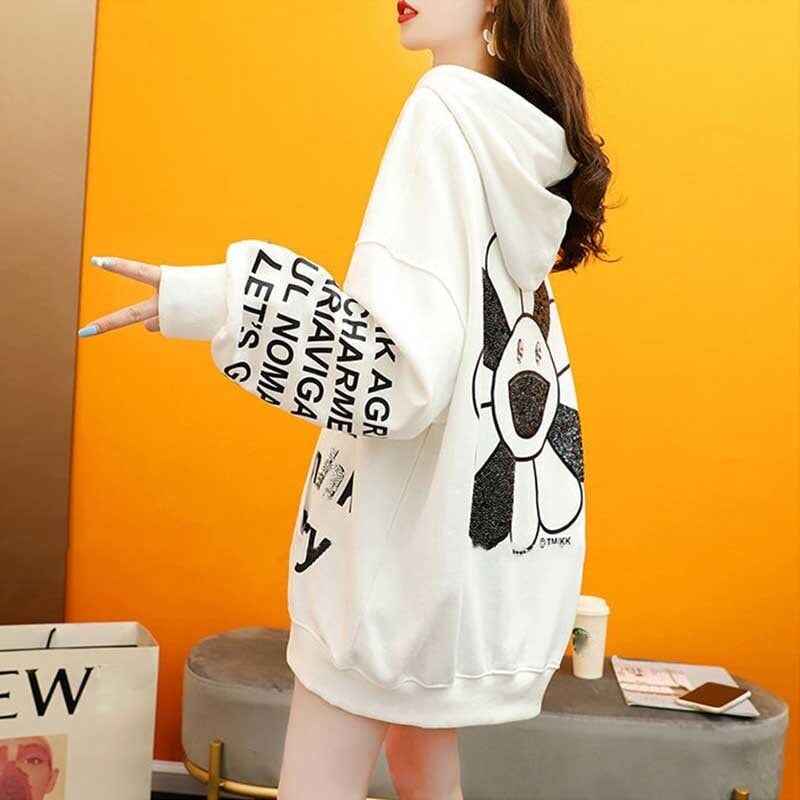 話題沸騰中 アルファベット ゆったり フード付き 長袖 トップス パーカー　ins-2109