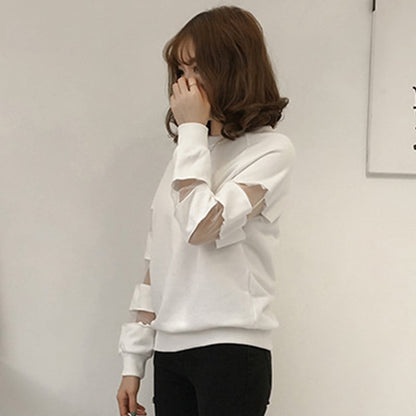 合わせやすい デイリー ラウンドネック 無地 切り替え スウェット パーカーins-2128