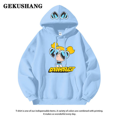 絶対流行ロゴプリント裏起毛 厚手全6色フード付きパーカins-4582