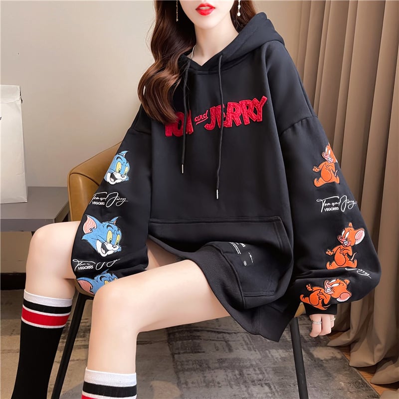 【人気急上昇中！】（裏起毛あり） 美人度アップ 刺繍ロゴフード付きパーカー  全2色ins-4363