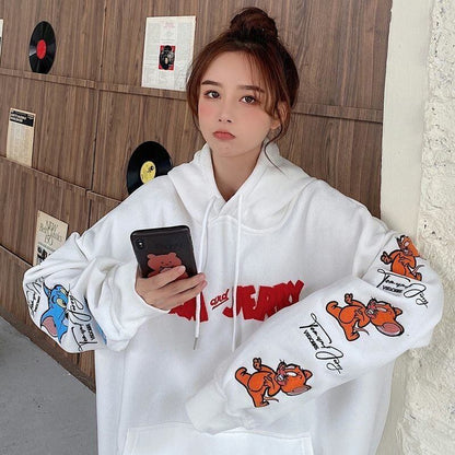 【人気急上昇中！】（裏起毛あり） 美人度アップ 刺繍ロゴフード付きパーカー  全2色ins-4363